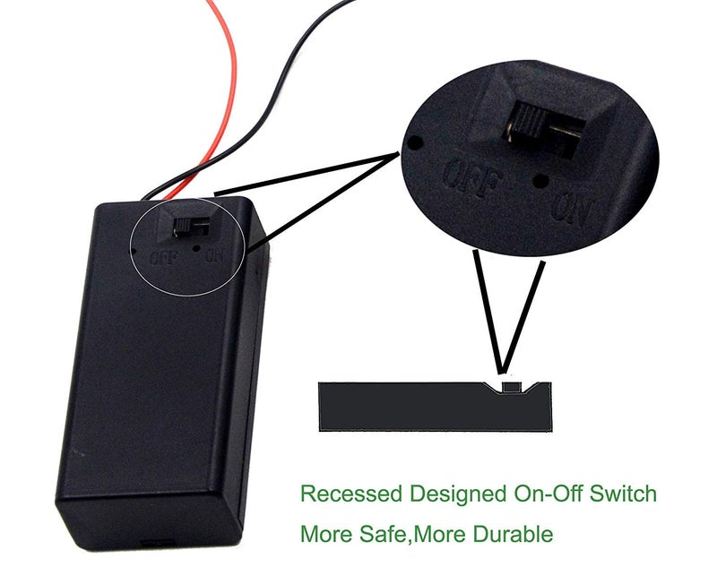 LampVPath (Pack of 2 9v Battery Holder, 9 Volt Battery Holder with Switch, 9v Battery Case with Switch - Image 3